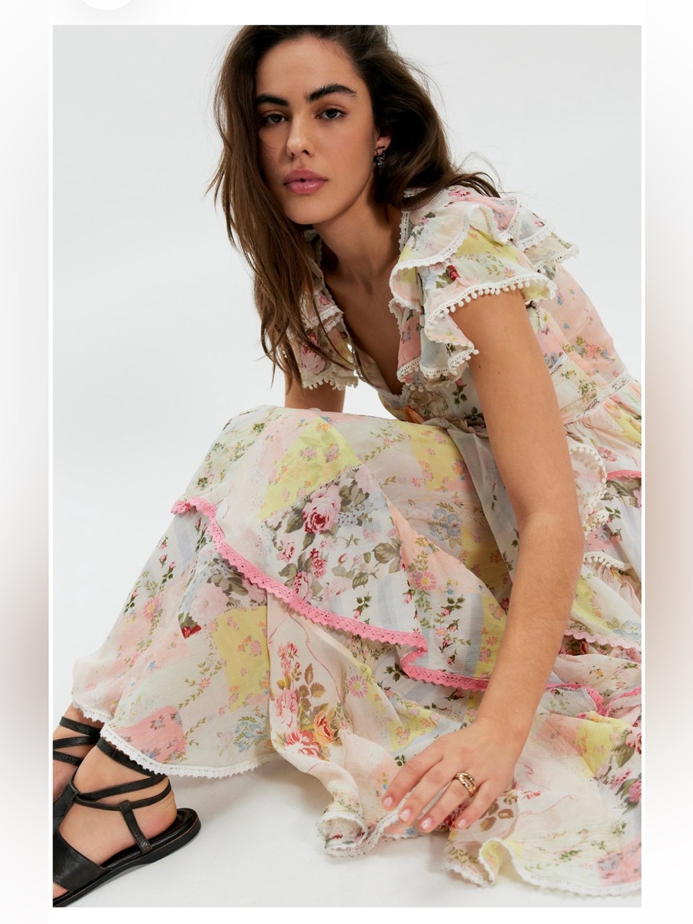 Free People Live You Bunches Pastel MIDI Dress NWT